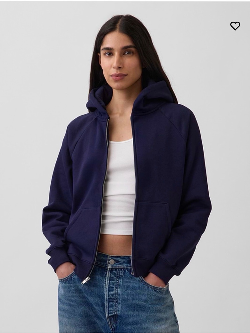 Gap VintageSoft Zip Hoodie — Navy